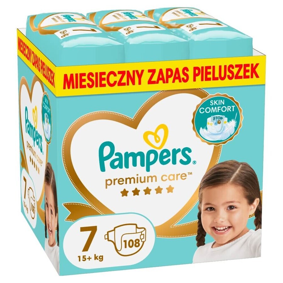 Pampers Premium Care, diapers, size 7, 15+ kg, 108 pcs