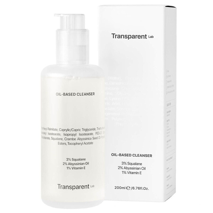 Transparent Lab Oil Based Cleanser, deep cleansing oil for face, 200 ml