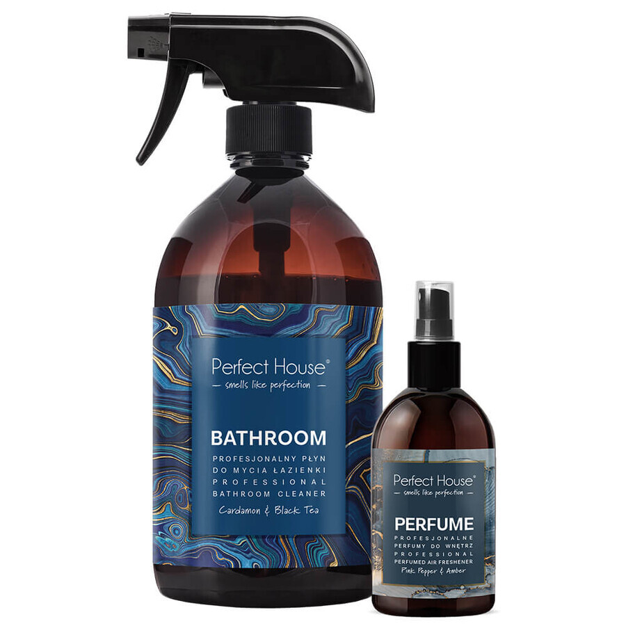 Perfect House Bathroom, detergente per il bagno, 500 ml + profumo per ambienti, pepe rosa e ambra, 100 ml in omaggio