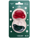 Set Luu Kids, ciuccio, posizionamento, in silicone, verde santo e rosso babbo natale, 0-3 mesi, 2 pezzi