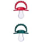 Set Luu Kids, ciuccio, posizionamento, in silicone, verde santo e rosso babbo natale, 0-3 mesi, 2 pezzi