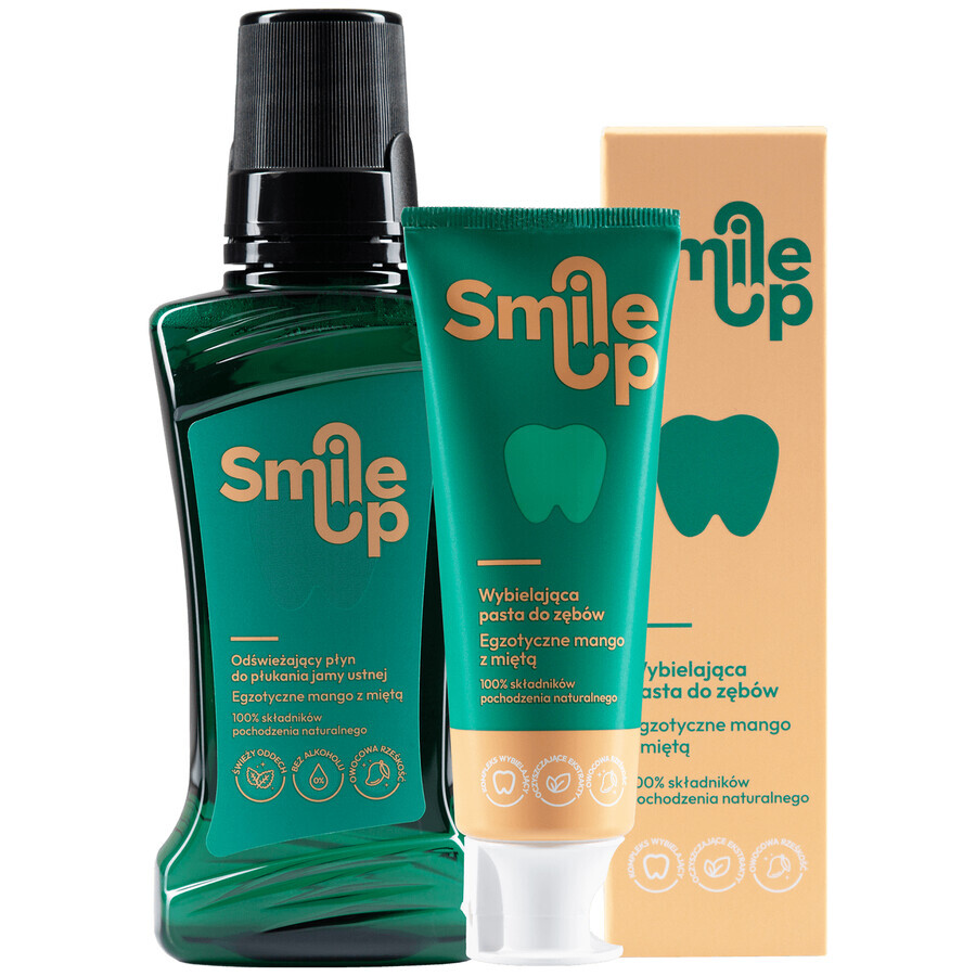 SmileUp kit, whitening toothpaste, exotic mango with mint, 75 ml + refreshing mouthwash, exotic mango with mint, 250 ml