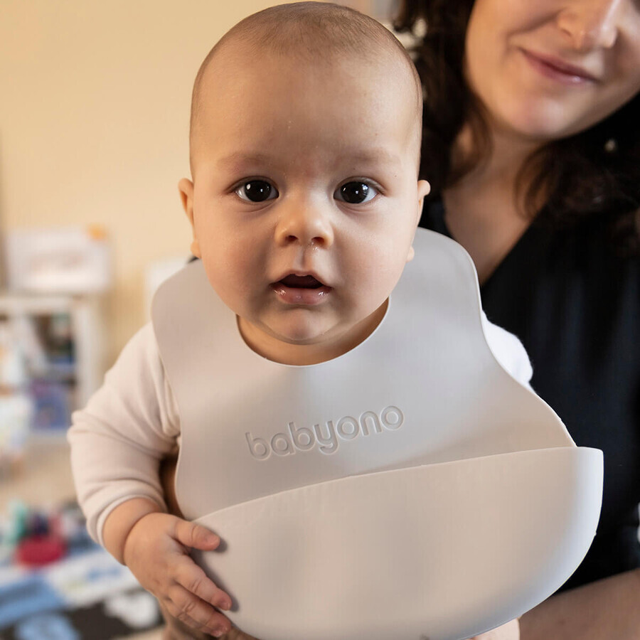 BabyOno, weiches Lätzchen mit Tasche und verstellbarem Verschluss, rosa, ab 6 Monaten