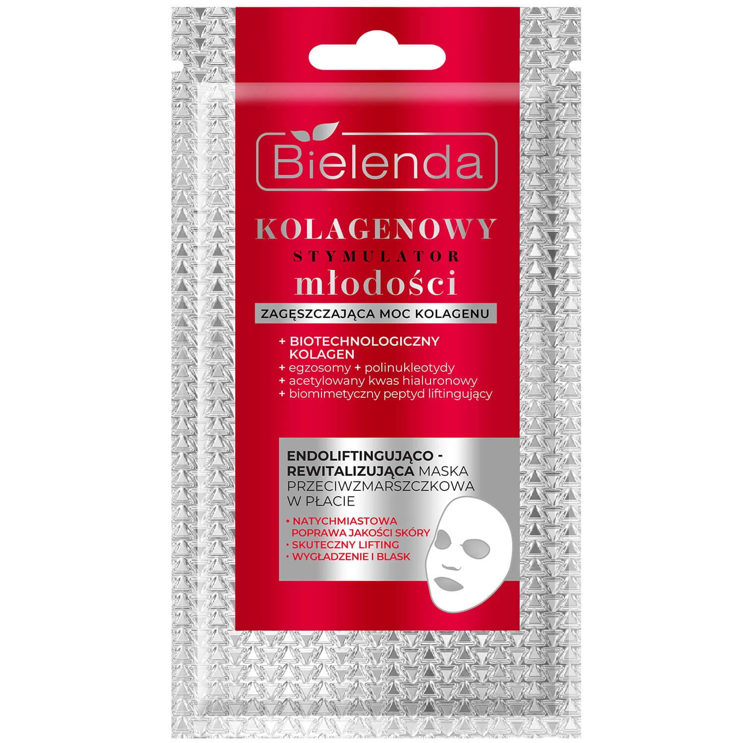 Bielenda Collagen Youth Stimulator, anti-rimpel endolifting en revitaliserend gezichtsmasker in één vel, 1 st