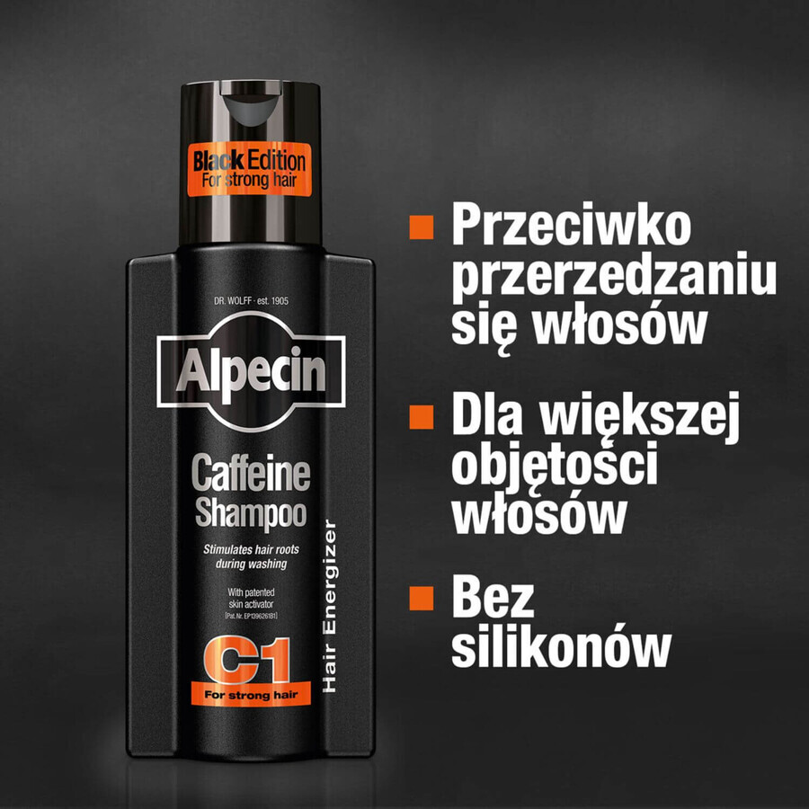 Alpecin C1 Caffeine Black Edition, haargroeistimulerende shampoo, 250 ml