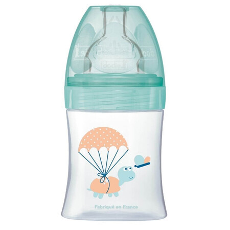 Biberon con funzione sensoriale e tettarella piatta anticoliche, Air, 0-6 mesi, 150 ml, Flow 1, Dodie