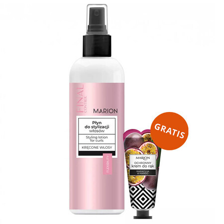 Marion Final Control, stylingvloeistof, krullend haar, 200 ml + Maracuja & Mango beschermende handcrème, 50 ml gratis