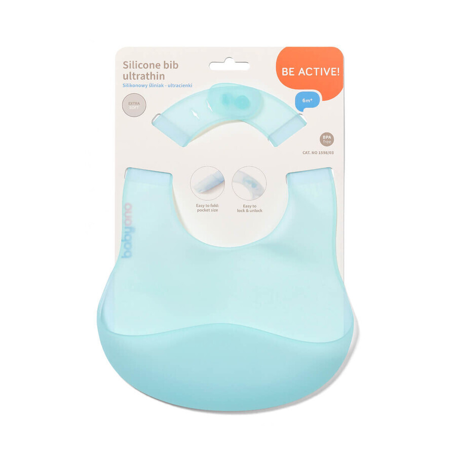 BabyOno, ultradun silicone slabbetje, blauw, vanaf 6 maanden, 1 st