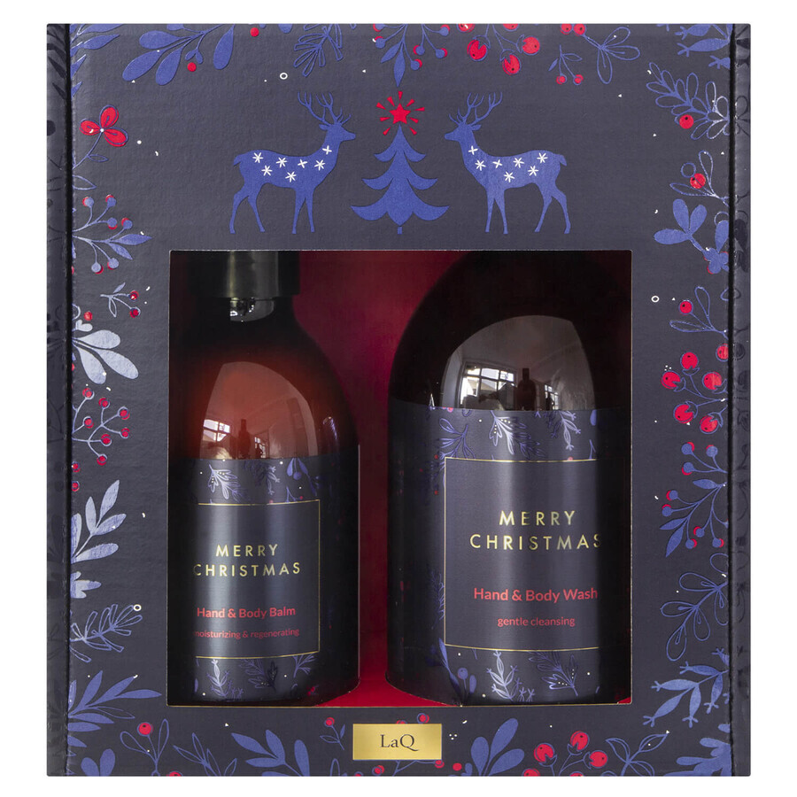 LaQ Merry Christmas set, douchegel, 500 ml + body- en handlotion, 300 ml AFBREKENDE VERPAKKING