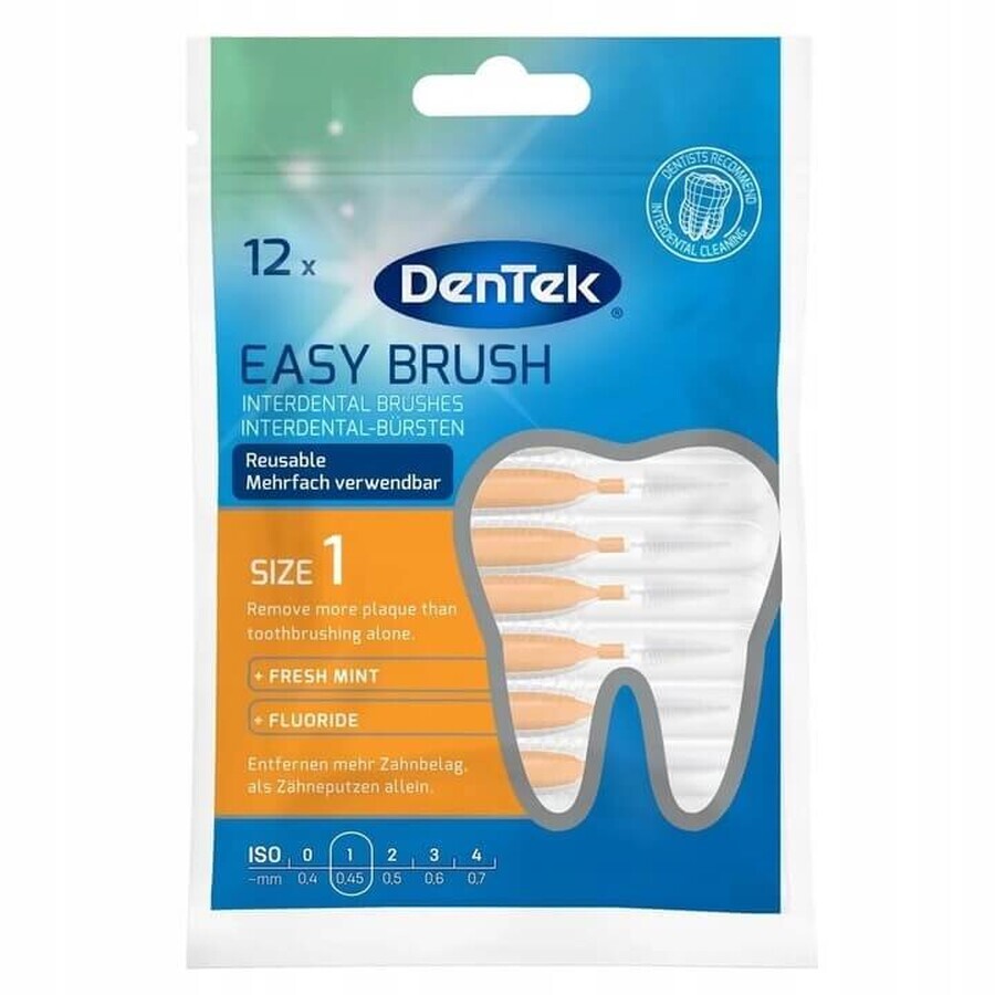 DenTek Easy Brush Set, Interdentalbürsten, Größe 1, 0,45 mm, 3 x 12 Stück