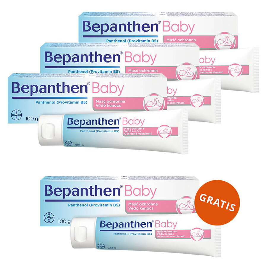 Bepanthen Baby set, Zalf voor babyuitslag, 3 x 100 g + 100 g gratis