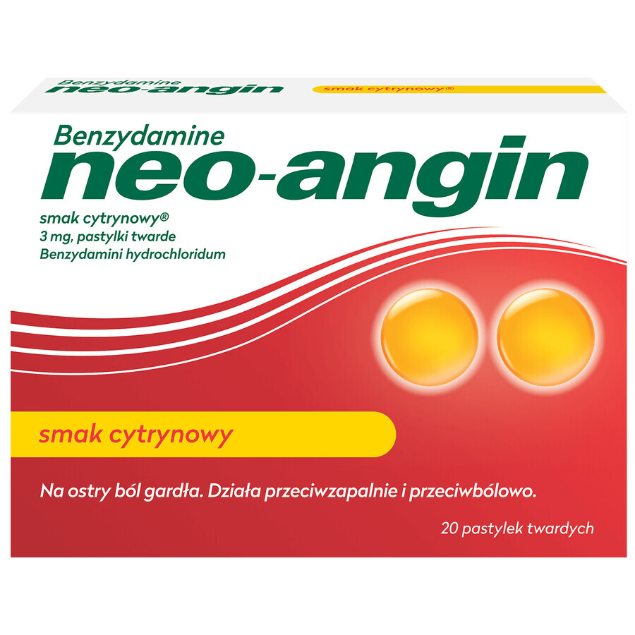 Benzidamine neo-angine 3 mg, citroensmaak, 20 harde tabletten