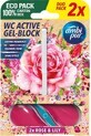 Ambipur WC Active gel-blok roos &amp; paardenhaar 2 x 45 g