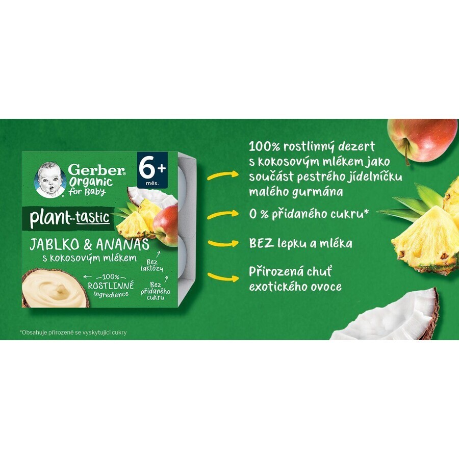 Gerber Bio dessert 100% vegetale alla mela e ananas con latte di cocco pezzo 4 x 90 g