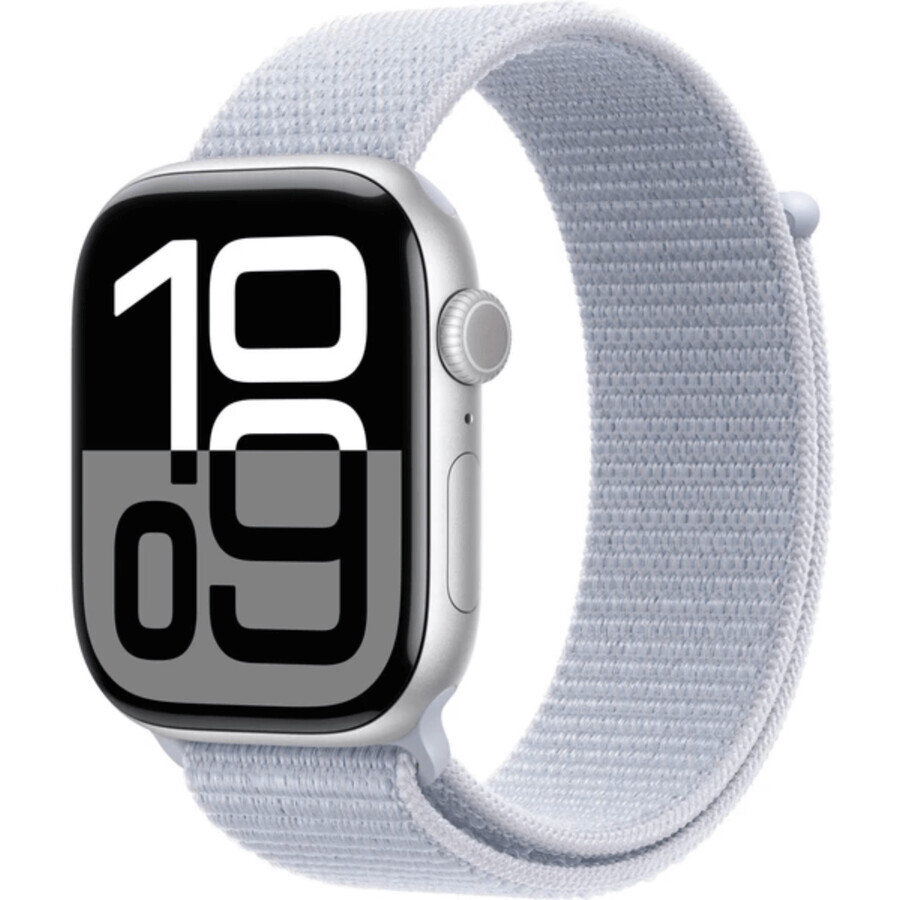 Apple Watch Series 10 GPS + Cellular 42mm Zilver Aluminium Behuizing met Sport Buckle Blue Cloud