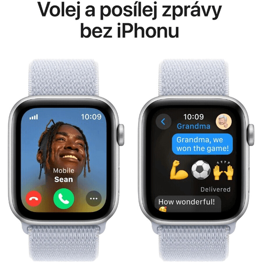 Apple Watch SE (2024) Cellular 40 mm, aluminium zilver met wolkenblauw schakelbandje