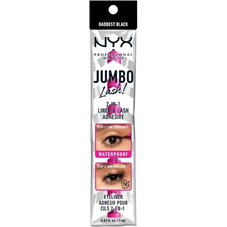 NYX Professionele Make-up Jumbo Wimper! 2in1 Liner & Wimperlijm 01 Baddest Black 1 ml