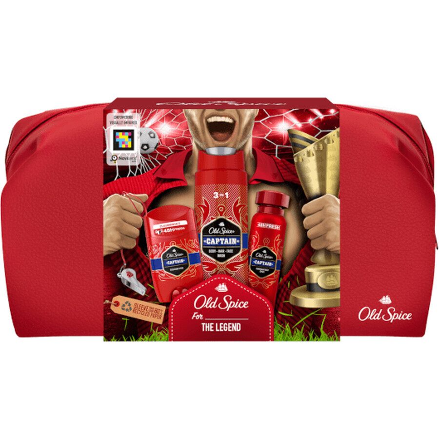 Old Spice Footballer: set van vaste deodorant + deodorant spray en Captain douchegel met sandelhout en citrusnoten