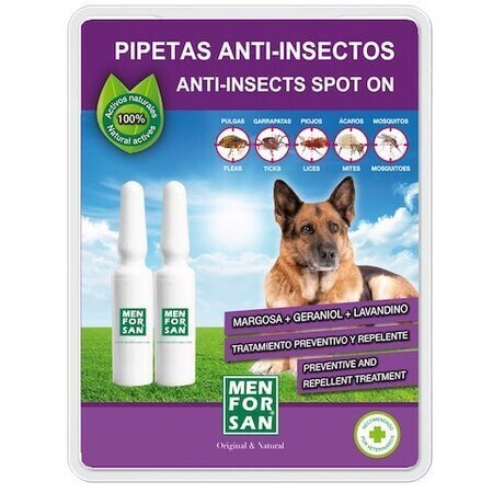 Menforsan Anti-parasitair vlooien- en tekenbestrijdingsmiddel voor honden 2 x 1,5 ml