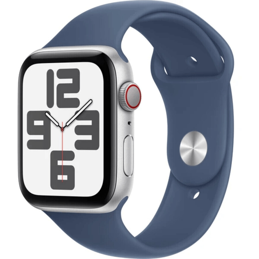 Apple Watch SE GPS + Cellular 44mm Zilveren aluminium behuizing met denim sportband - M/L