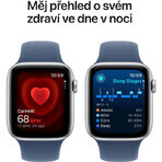 Apple Watch SE GPS + Cellular 44mm Zilveren aluminium behuizing met denim sportband - M/L