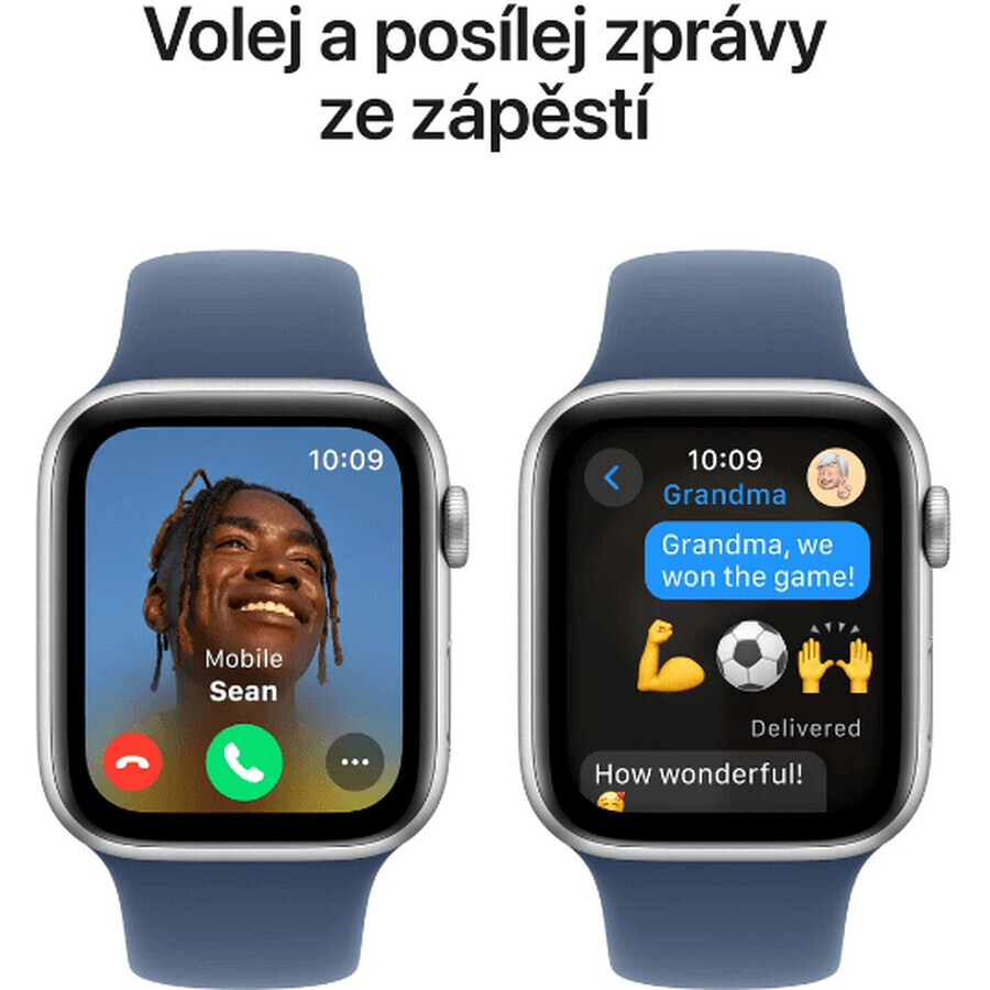 Apple Watch SE GPS + Cellular 44mm Zilveren aluminium behuizing met denim sportband - M/L