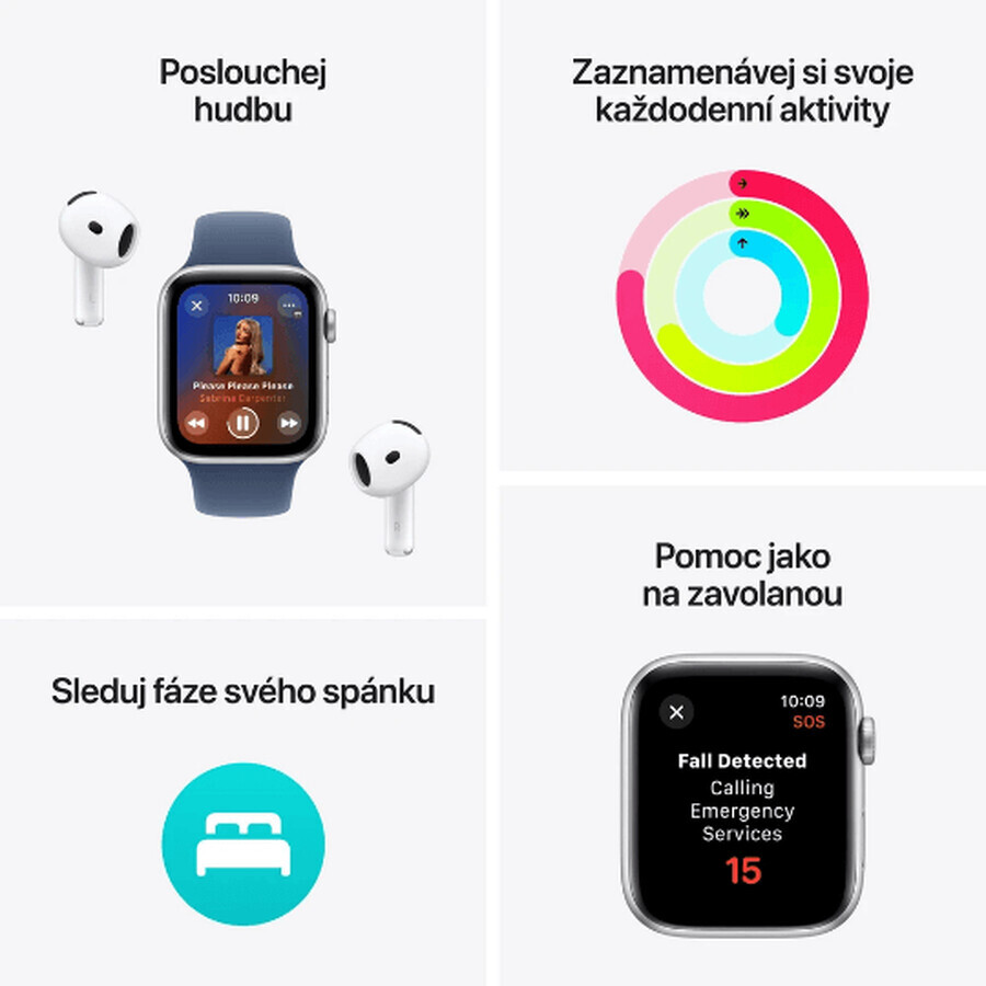 Apple Watch SE GPS + Cellular 44mm Zilveren aluminium behuizing met denim sportband - M/L