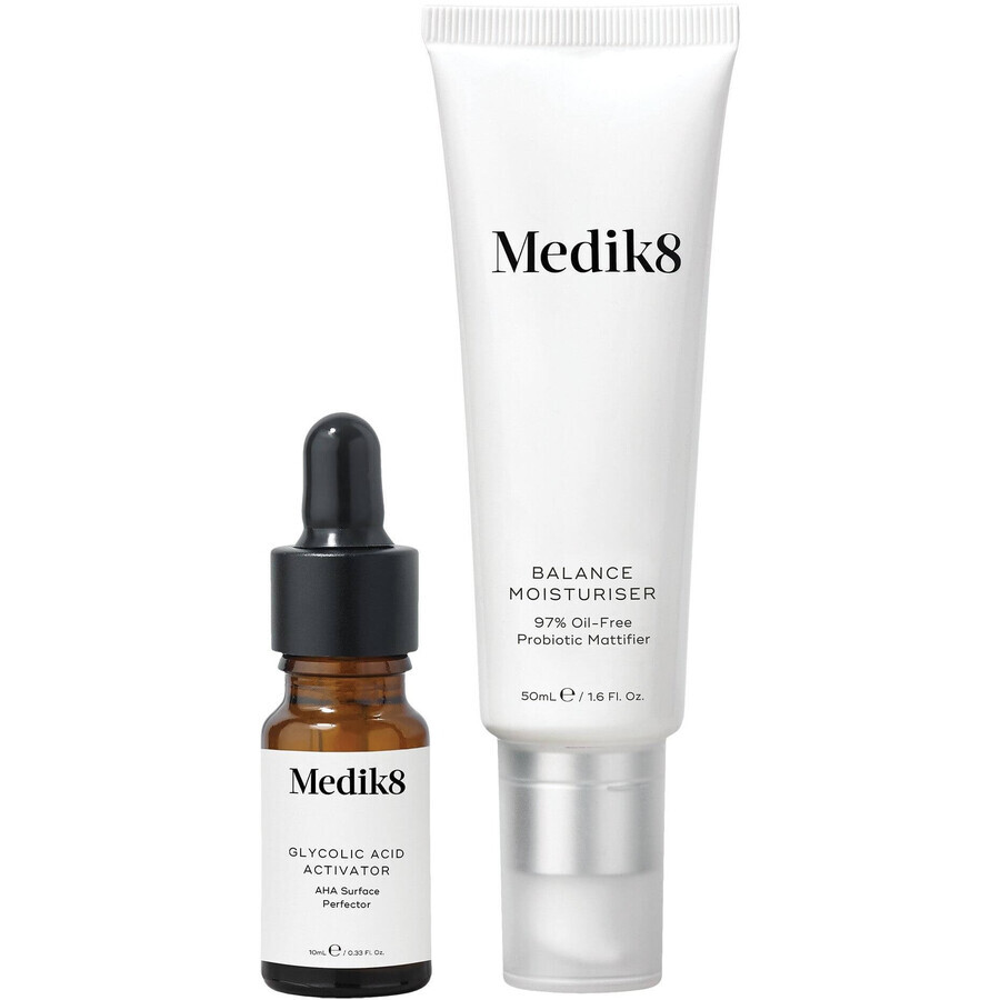 Medik8 Balance Moisturiser&Glycolic Acid Activator - Crema antiacne 50 ml + 10 ml 2 pz.