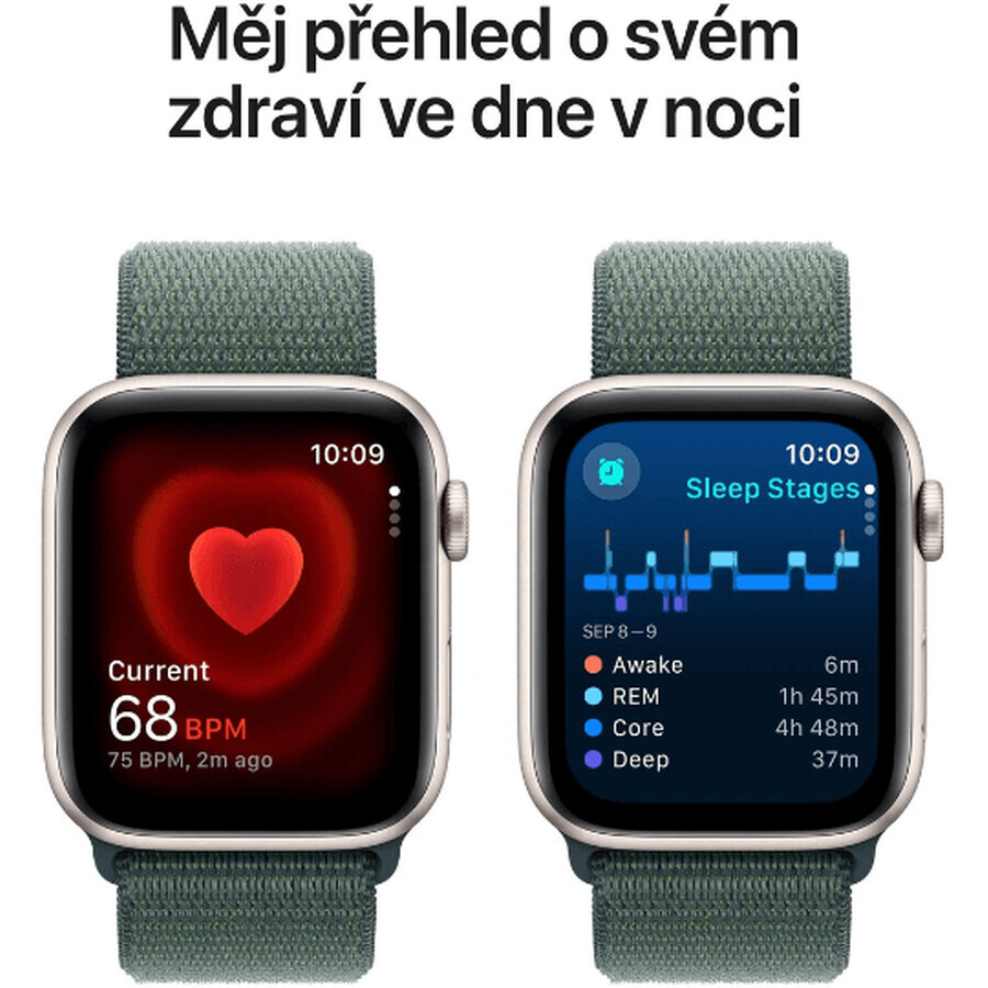 Apple Watch SE GPS 44mm Starlight aluminium behuizing met sportlus Meergroen