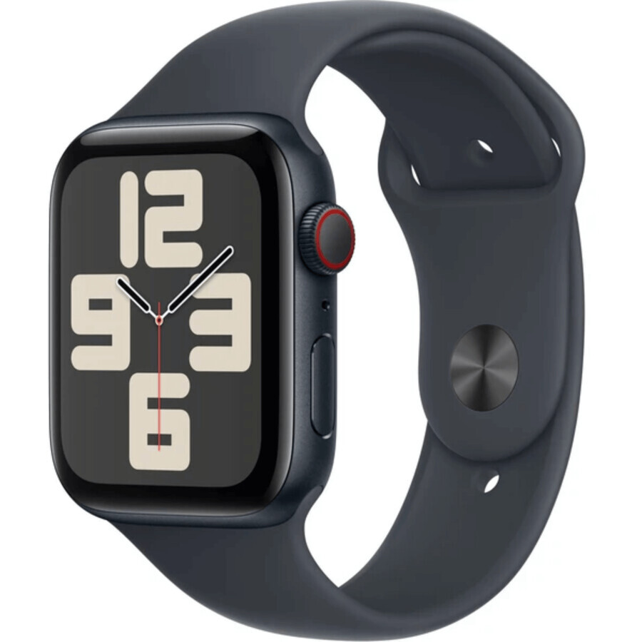 Apple Watch SE GPS + Cellular 44mm Middernacht Aluminium Behuizing met Middernacht Sport Band - M/L