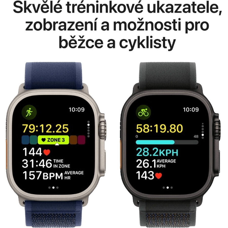 Apple Watch Ultra 2 (2024) 49mm, Natuurlijk titanium met blauw spoor trekt M/L