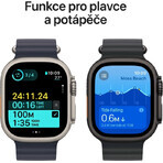 Apple Watch Ultra 2 (2024) 49mm, Natuurlijk titanium met blauw spoor trekt M/L