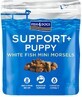 Fish4Dogs Puppy traktaties voor puppy&#39;s ter ondersteuning van de spijsvertering met stukjes witte vis en prebiotica 150 g