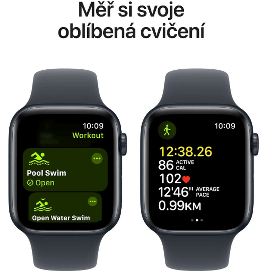 Apple Watch SE GPS 40 mm Midnight aluminium behuizing met Midnight sportband - M/L