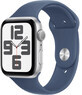 Apple Watch SE GPS 44mm Zilverkleurige aluminium behuizing met denim sportband - M/L