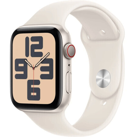 Apple Watch SE GPS + Cellular 44mm Starlight Aluminium Behuizing met Starlight Sport Band - M/L