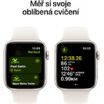 Apple Watch SE GPS + Cellular 44mm Starlight Aluminium Behuizing met Starlight Sport Band - M/L