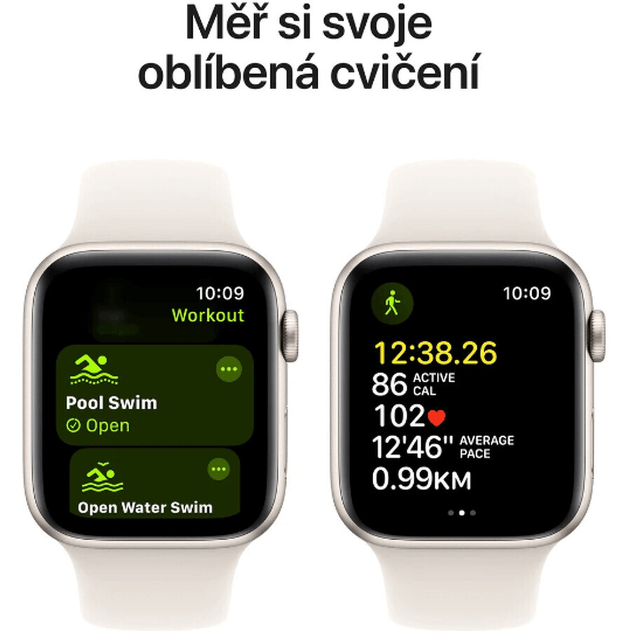 Apple Watch SE GPS + Cellular 44mm Starlight Aluminium Behuizing met Starlight Sport Band - M/L