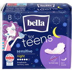 Bella For teens ultrafijne gevoelige pads voor 's nachts 8 stuks