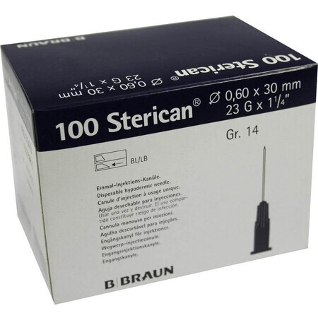 B.Braun BB Sterican wegwerpnaald blauw 0,6x30mm, st 100 stuks