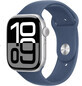 Apple Watch Series 10 GPS 42mm Zilveren aluminium behuizing met denim sportband - M/L