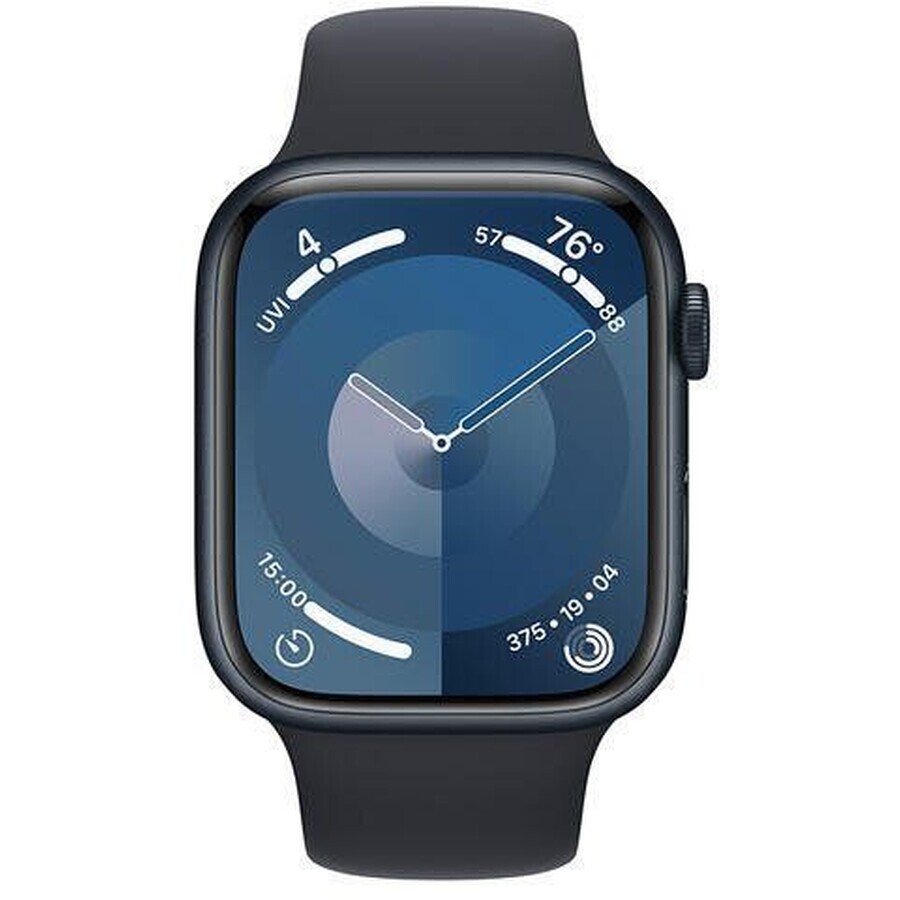 Apple Watch Series 9 GPS 45 mm Midnight aluminium behuizing met Midnight sportband - M/L