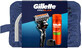 Reisset Gillette ProGlide scheermes + Fusion 200 ml scheergel + standaard