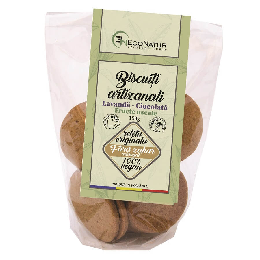 Handgemaakte koekjes met lavendel en chocolade, 150 g, Econatur