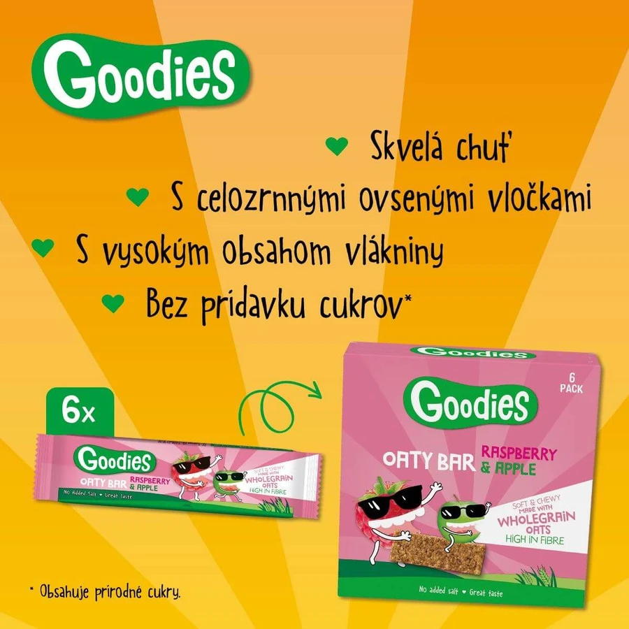 Goodies Oat bars with raspberries and apple 6 x 23 g