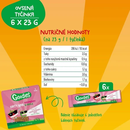 Goodies Oat bars with raspberries and apple 6 x 23 g