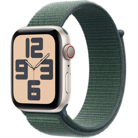 Apple Watch SE GPS + Cellular 44mm Starlight Aluminium Behuizing met Sport Loop Lake Green