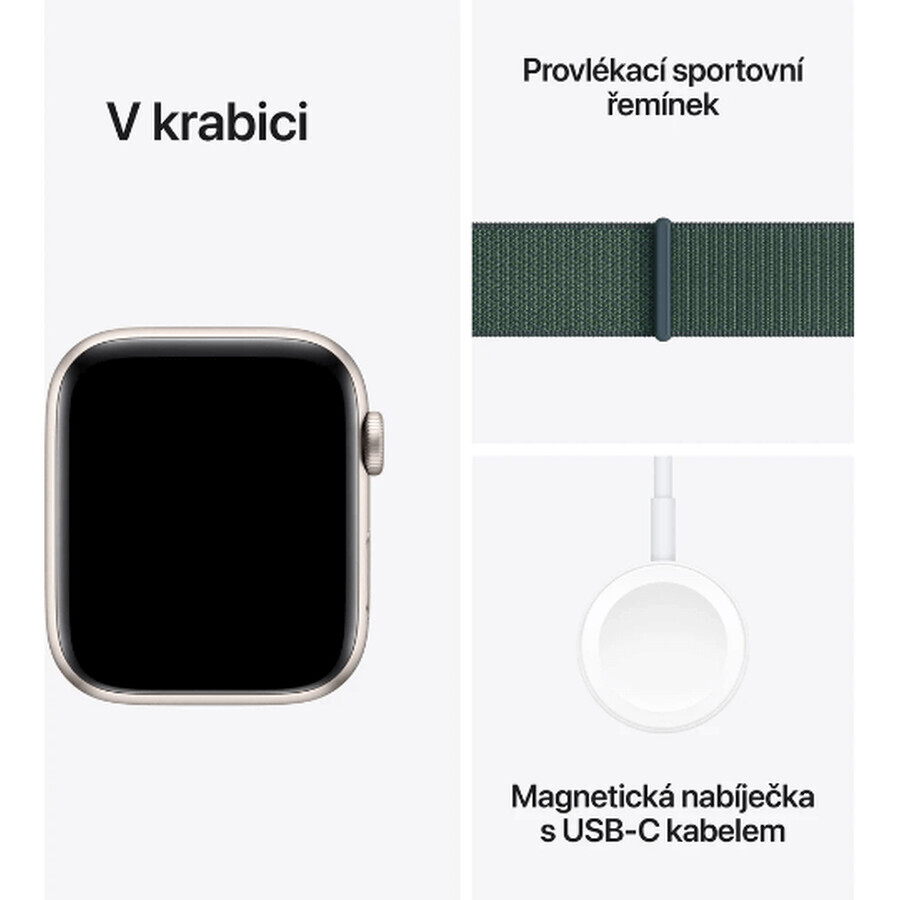 Apple Watch SE GPS + Cellular 44mm Starlight Aluminium Behuizing met Sport Loop Lake Green