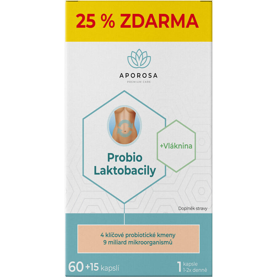 Aporosa Probio Lactobacillen 25% GRATIS 75 capsules