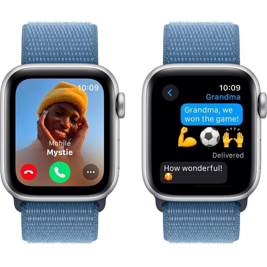 Apple Watch SE GPS 40mm Zilveren aluminium behuizing met winterblauwe sportlus